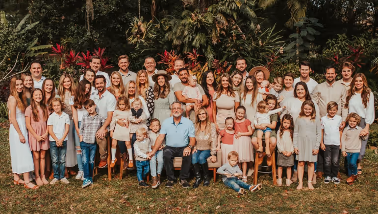 A multi-generation family outdoors