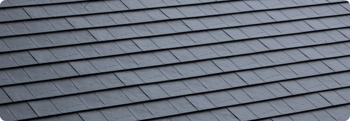 Close-up of Metlok roof panels in overlapping rows.