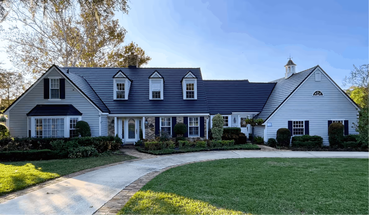 Suburban home with a Metlok roof